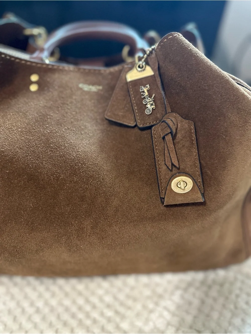 Coach Rouge 40 Suede & Soft Leather in Warm Brown Bag - Picture 2 of 15